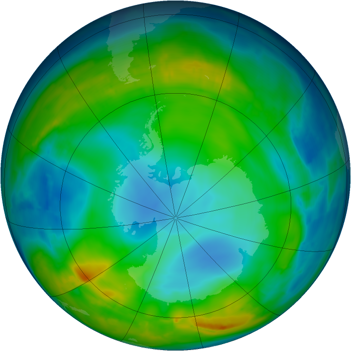 Antarctic ozone map for 04 June 2015